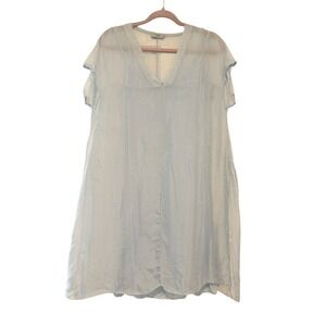 Angela Moda Italy sz M blue silk sheath dress‎ V neck lined delicate I